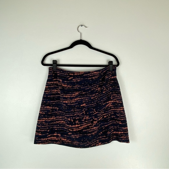 BCBGeneration Womens 10 Mini Skirt Navy Blue Pink Side Zip Front Slit Hem 17” - Picture 2 of 10